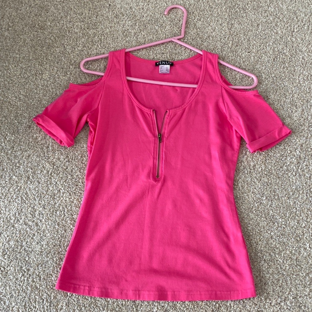 Venus pink cold shoulder top